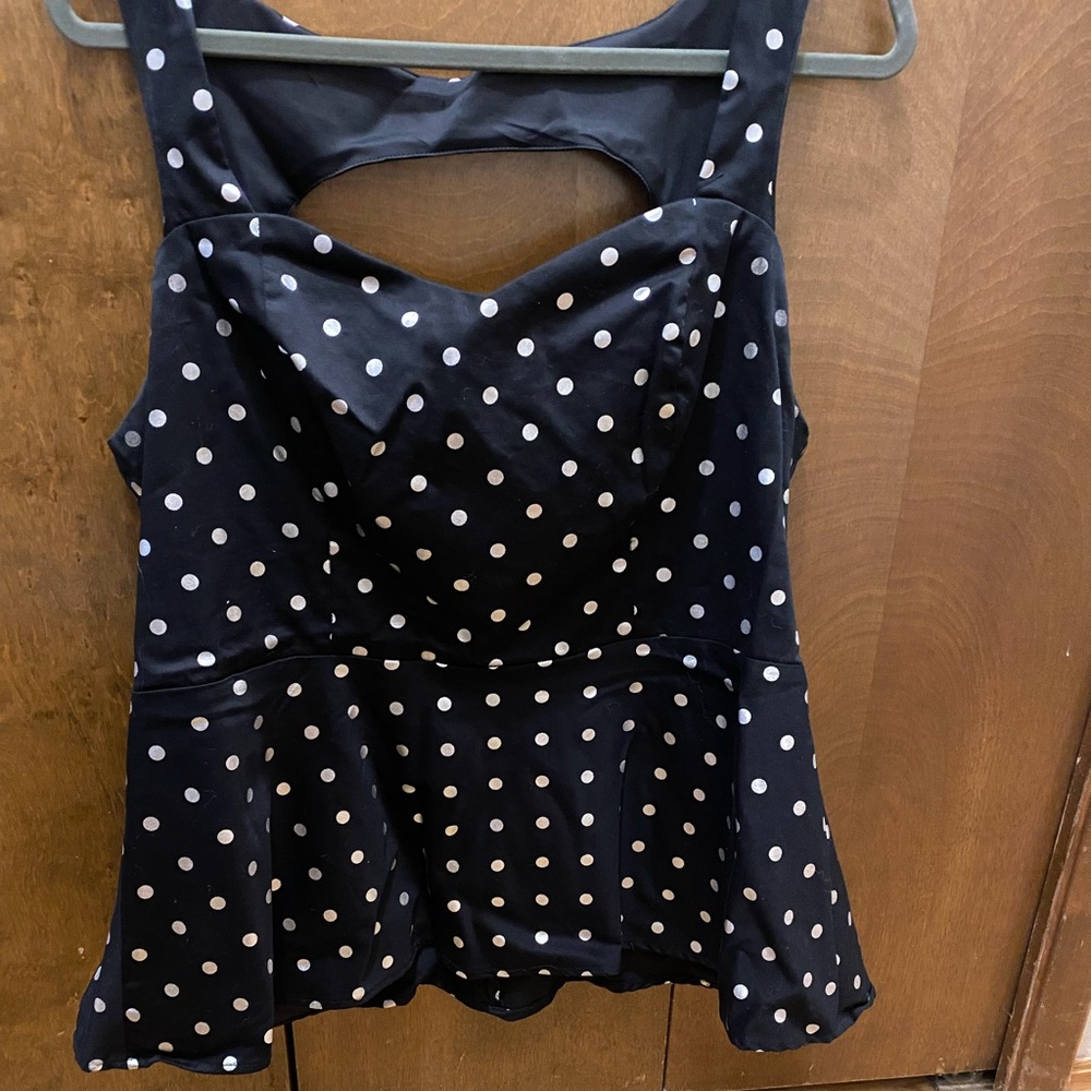 Torrid black polkadot, peplum top